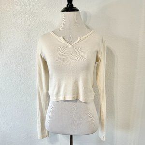 Brandy Melville Cream Long Sleeve Crop Top